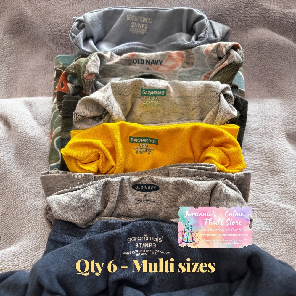 Boys Graphic Tee Lot of 6 – Sizes 3-6M, 2T & 3T